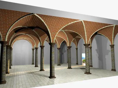 Vaulting 2-3    Romanic   750cm spaced   with thin curbs Low-poly 3D model