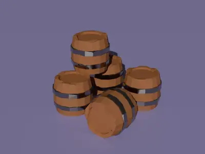 Low Poly Barrels Free low-poly 3D model