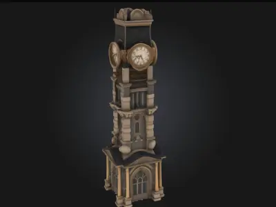Steampunk Clock Tower  Timekeeping with Gears and Grandeur 3D model