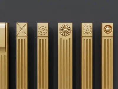 Classic columns carvings and gypsum cornice 15 3D model