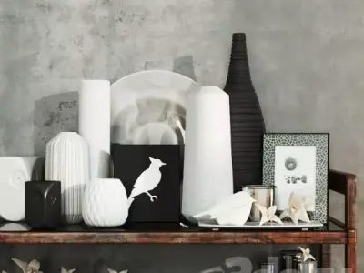 decoration set silhouette of bird 3D print model