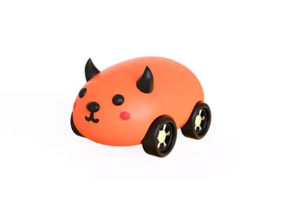 Cartoon Devil Car Cute  Low-poly 3D model