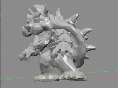 bowser lowpoly nintendo mario bros 3D print model