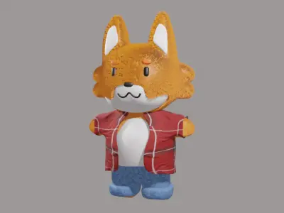 Fox with clothes Low-poly 3D model