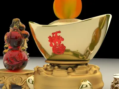 Chinese gold ingot 3D model