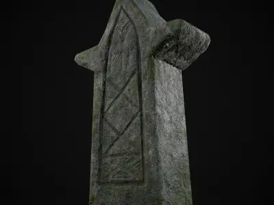 Viking Carved Gravestone Low-poly 3D model