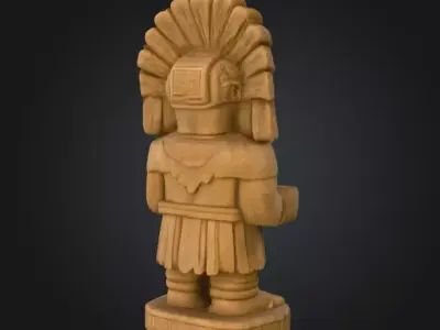 Aztec Warrior Statue Low-poly 3D model