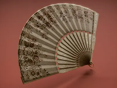 Victorian Folding Fan Low-poly 3D model