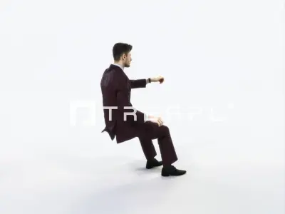 Posture 20I Driver Driving Sitting Elegant Business Man Low-poly 3D model