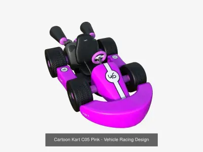 10 Cartoon Karts Pink Collection - Vehicle Racing Design 3D Model Pack