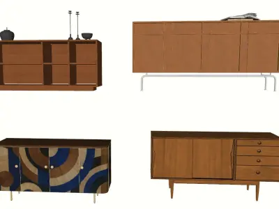 Wooden Furniture Set 3D model