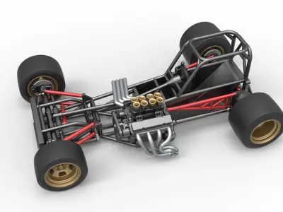 Supermodified front engine race car Base Scale 1 to 25 3D print model