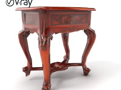 Carved Mahogany Side Table with Curved Legs model pack Low-poly 3D model
