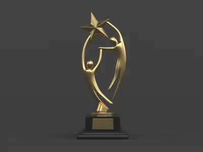 Gold Trophy Cups 3D model 23