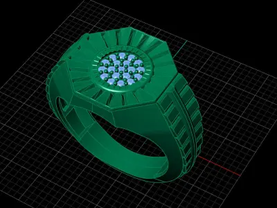Print Ready STL 3DM  Gents Rings Diamond Men Ring  3D print model 184