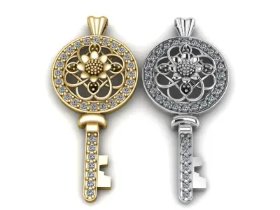 Luxury Diamond Key Pendant 3d Printable Model 3D print model