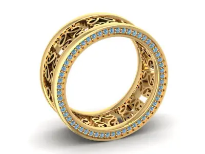 Luxury Filigree Diamond Eternity Band Ring Unisex 1592 3D print model