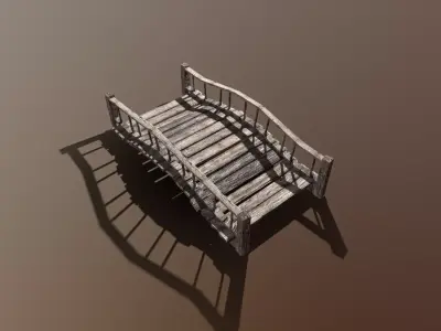 Wooden Bridge 02 Low-poly 3D model