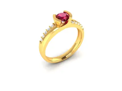 Women Solitaire Ring full 3dm stl obj fbx Render Details 3D print model