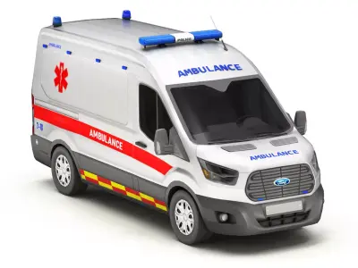 Ambulance Car 2-V5 Low-poly 3D model