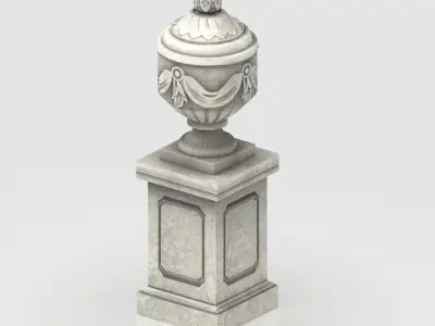 Ornate Classical Urn with Pedestal Low-poly 3D model