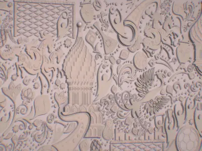 Russian ornament geometric tile decoration beige 3D model