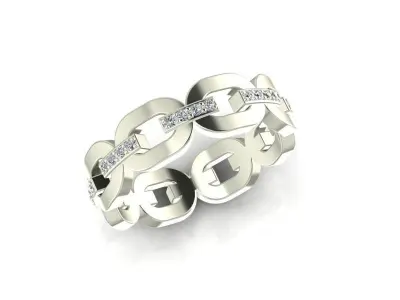 Chain Ring with gemstones 2 3D print model