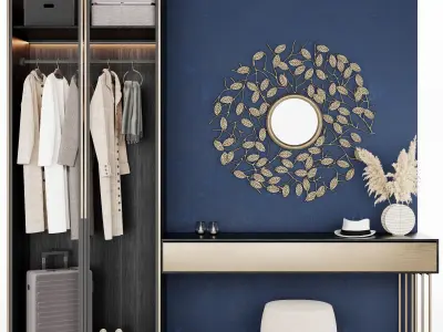 Hallway2 dressing room with walls and mirror 3D model