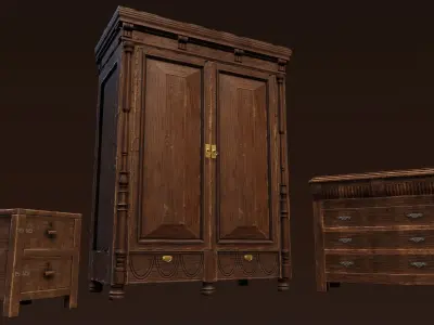 Old Furniture Game Ready Asset Low-poly 3D model