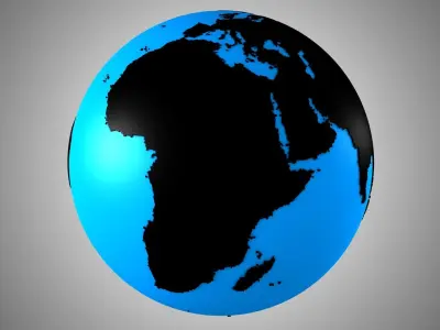 Solid Color Blue  Black Globe 3D model