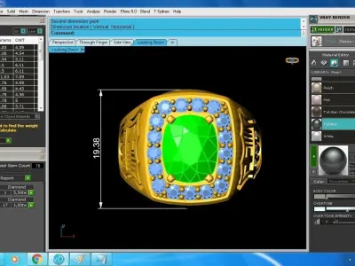 Luxury Emerald Center Diamond Halo Ring for Men  202 3D print model