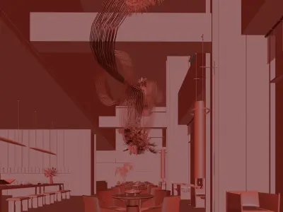 Modern reception lobby 3D model 2
