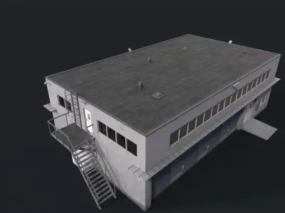 Warehouse building Low-poly 3D model Low-poly 3D model