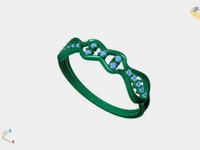Women Ring Diamond Stone STL 3DM Lightweight Printable 3D print model 27