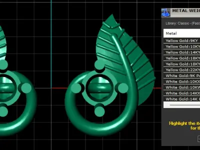 LUXURY LEAF AND DIAMONT PENDANT   EARRING  3D PRINTABLE MODEL  3D print model