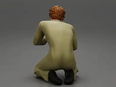 electrician engineer sitting on his knee and fixing the problems 3D print model