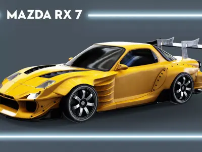Race Car Mazda RX 7 Low-poly 3D model