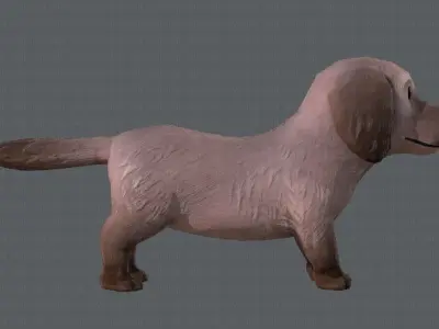 Dog base cartoonV02 Low-poly 3D model