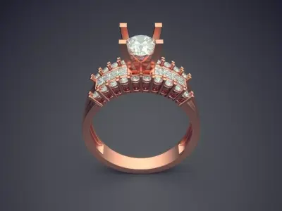 Luxury Ring With Columns And Diamond In The Middle CAD 3066 3D print model