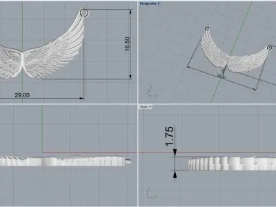 Angel wing pendant  model 300 3D print model