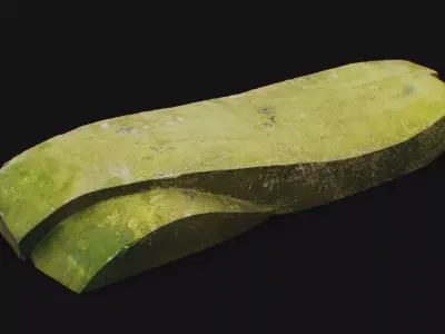 Old Stone Bench Covered Moss Concrete Slab Decorative 3D model