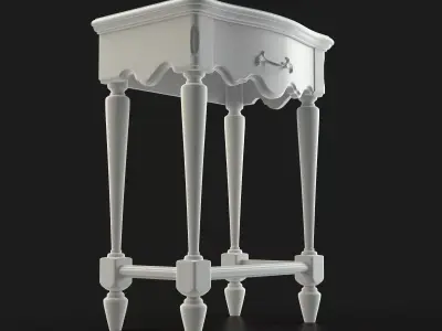 Antique-Style Bedside Table A 3D model