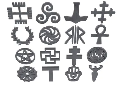 Pagan Religions Symbols Low-poly 3D model