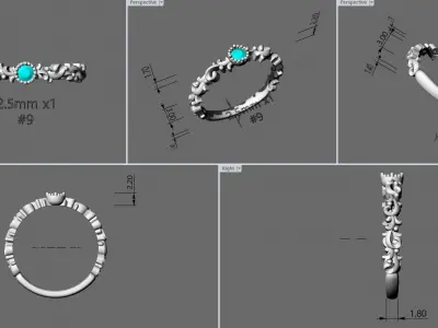 jewelry tree branch vine stem luxury diamond gold ring 3d model 3D print model