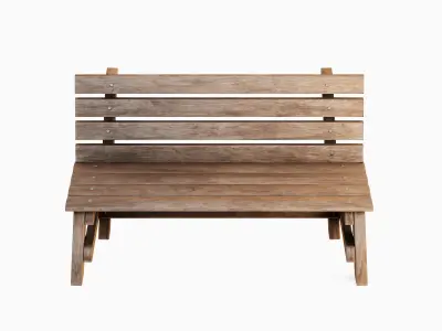 Wooden Outdoor Bench A 04 Low-poly 3D model