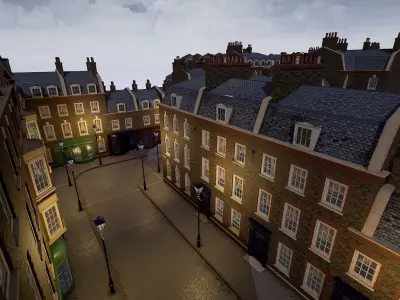 London Street Environment Unreal Engine 4 Low-poly 3D model