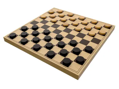 Checkers Draughts Board Table Strategy Game 3D model