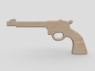Wooden Toy Gun 3 Low-poly 3D model