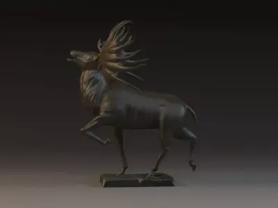 animal deer sculpture antlers art sculptures 3D model