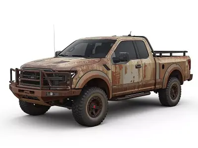 Weathered Post-Apocalyptic Muscle Car 3D Model Low-poly 3D model